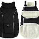 Malier Dog Winter Coat, Windproof Dog Cold Weather Coats with Real Pocket, Winter Extra Warm Pet Coat Fleece Jacket Reflective Clothes for Small Medium Large Dogs and Puppy (Black, Medium)