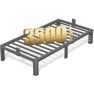 FUIOBYVV 10 Inch Twin Bed Frame with Rounded Corner and Headboard Hole Mattress Retainers 3500 LBS Metal Heavy Duty Steel Slats Support No Box Spring Needed Platform Noise Free Easy Assembly