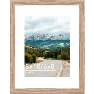 8x10 Picture Frame with 6x8 Mat Rustic Brown, Display 6x8 with Mat or 8x10 Without Mat, Wood 8 by 10 Photo Frame, 8 x 10 Frame for Wall Hanging and Tabletop Display, Rustic Brown