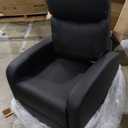 Sweetcrispy Recliner Chair PU Leather Recliner Sofa No Massage, Home Theater Seating with Lumbar Support, Adjustable Push Back Overstuffed High-Density Sponge Reclining for Living Room, Black, 34.3"D x 26.7"W x 38.6"H