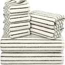 Jacquotha 8 Piece Black and White Towel Set, Super Soft & Absorbent Cotton Striped Towels for Bathroom Decor, 2 Bath, 2 Hand, 4 Washcloths