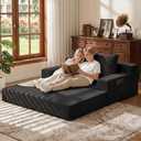 Boneless Loveseat Couch Folding Sofa Bed, Foldable Floor Futon Sleeper Couch Bed - Convertible Sofa Bed, Corduroy Pull Out Sofa Bed with 2 Pillows for Living Room & Bedroom