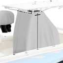 T-Top Center Console Boat Cover, Heavy Duty 1200D Waterproof T Top Console Cover with Motor Cover, UV Resistant Polyester T-Top Boat Cover, Gray(82" L x 54" W x 72" H)