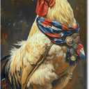 High Glossy Roosters Canvas Wall Art 32"x16" Painting Print, Chicken Artwork Wall Decor Picture, Farm Animal Portrait for Living Dining Room Kitchen Lobby Home Ranch House Farmhouse Decoration, Rooster, 32"L x 16"W