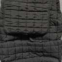 Structured Puffy Quilted Puffer Backpack, 7 Pockets & Tablet Compartment for Travel, Metal Buckle & Drawstring Closure, Black