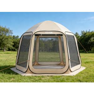 Pop Up Screen House Tent VEVOR 10 x 9.2 FT Pop-Up Screen Room with Awning, Portable Screen Tent Gazebo for 48 Person, Instant Screen Canopy with Carry Bag for Patio Backyard Camping, 10x9.2x7.55 FT