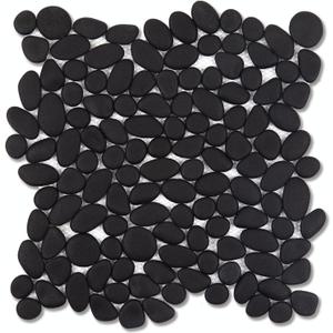 Adolif Pebble Tile for Shower Floor, Black Pebble Mosaic Backsplash for Kitchen Bathroom Wall and Floor Tile and Outdoor Areas, 5 Sheets (12x12 Inch)