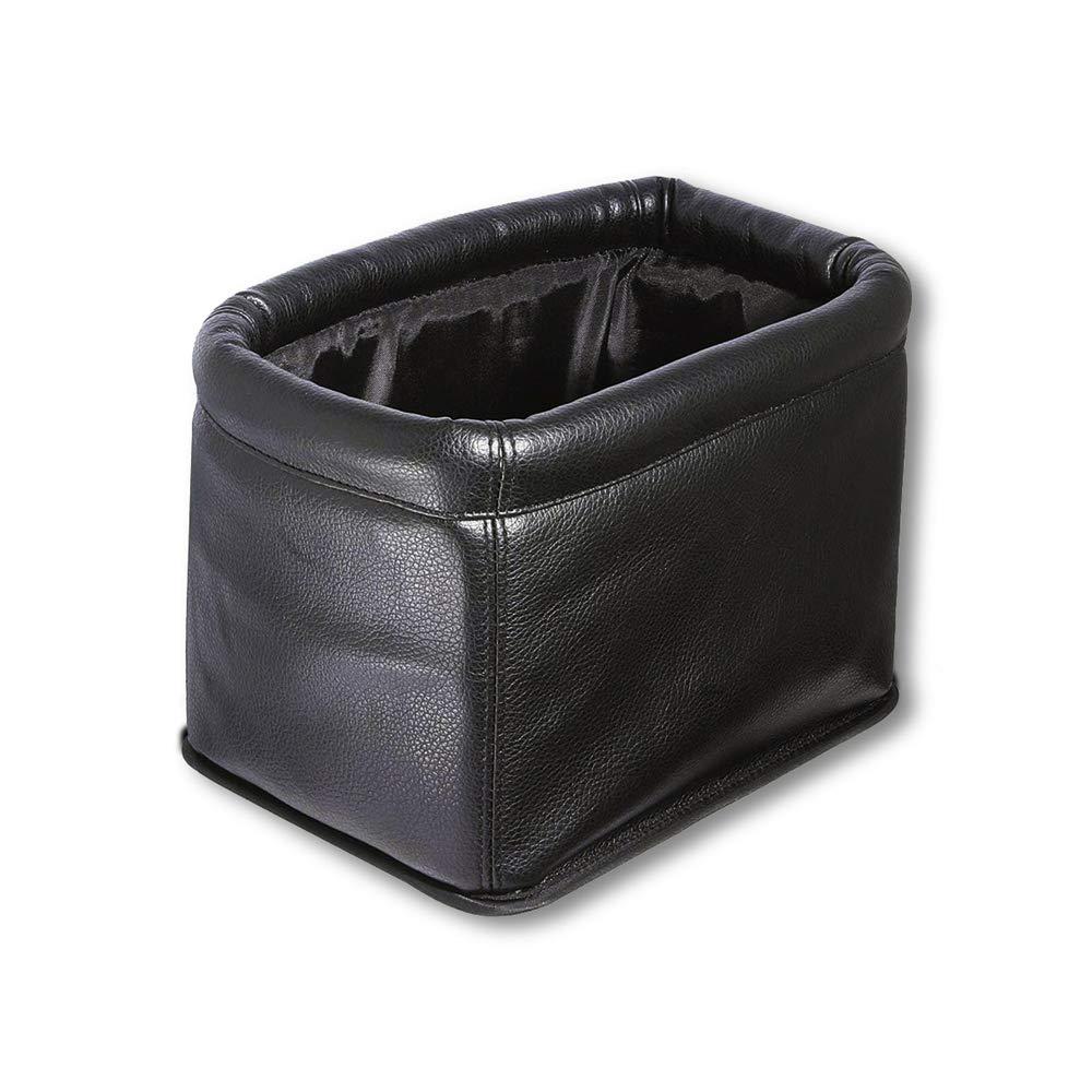 Leather Car Trash Can, Luxury Car Organizer, Leakproof Garbage Can for Car and Trucks, Black