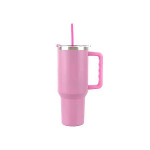 Insulated Tumbler with Handle and Straw,40 OZ Vacuum Stainless Steel Water Bottle Travel Mug Metal Cup with Fruit Diffuser,Mist Pink