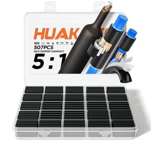 5:1 Heat Shrink Tubing Kit, Industry-Leading 5:1 Ratio Shrink Wrap Tubing Adhesive Lined, Heat Shrink Wire Connectors, Marine Grade Dual Wall, Waterproof Electrical Wire Tube Connectors(Black)
