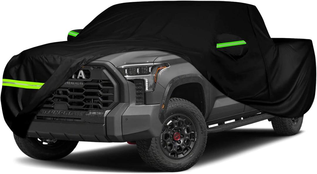 Waterproof Car Cover Replace for 2007-2025 Toyota Tundra CrewMax Standard Bed(6.5ft) / Double Cab Long Bed(8ft) 420D All Weather Car Covers with Zipper Door for Snow Rain Protection