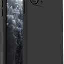 Vooii Compatible with iPhone 11 Pro Max Case, Upgraded Liquid Silicone with [Flat Edges] [Camera Protection] [Soft Anti-Scratch Microfiber Lining] Phone Case for iPhone 11 Pro Max - Black