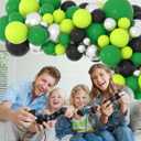 3 x Lime Green Black Silver Balloon Garland Arch Kit - Green Black Balloons Saint Patrick's Day Balloons for Birthday Baby Shower Graduation Soccer Video Game Jungle Safari Party Decorations