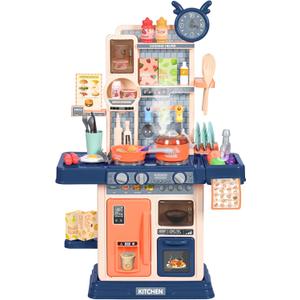 cossy Kids Play Kitchen,Toddler Kitchen with Sound and Light,Cooking Stove with Steam,Play Food Toy and Kitchen Accessories,Play Kitchen for Toddlers,Blue