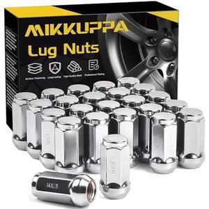 MIKKUPPA M14x1.5 Lug Nuts - Replacement for Chevy Silverado 1500 Traverse Colorado Tahoe, GMC Sierra Savana Aftermarket Wheel, Chrome 24pcs Wide 23mm Closed End Bulge Acorn One-Piece Tire Lug Nut