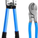 HKS Battery Cable Crimping Tool for AWG 10-1 Copper Ring Lug with Cable Cutter, Heavy Duty Crimper for Wire Lugs HX-50B