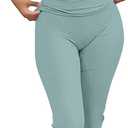 ANRABESS Lounge Sets for Women 2 Piece Foldover Yoga Flare Leggings Pants Crop Tops Casual Y2K Outfits Matching Tracksuit Set (Small, Lake Green)