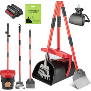 HUZSV Pooper Scooper with Swivel BinHeavyDuty Metal Rake & Spade, Portable Poop Scooper,Includes 100 Waste Bags, Easy to Clean, Perfect for Grass Dirt or Gravel,Ideal for Small Medium Large Dogs