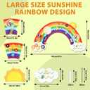 5FT Large Sunshine Rainbow Wooden Activity Wall Panel Christmas Gift Educational Montessori Toy for Toddler Kids Interactive Sensory Activity Busy Board Daycare Learning Center Toddler Room Decor