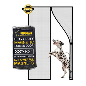 Flux Phenom Magnetic Screen Door – Upgraded Fine Weave Mesh Screen, Heavy Duty 52 Magnets, No-Gap Seal, Pet & Scratch Resistant, Bug Proof, Includes 2 Easy Install Kits, 38"x82"