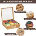 handrong Tea Box Organizer,Decorative Tea Storage,BambooTeas Bag Holder Organizer,Modern Teas Organizers and Storage with 9 Compartments for Coffee,Tee & Sugar Pods,Packets & More