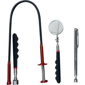 Heavy Duty 4-in-1 Telescoping Magnetic Pickup Tool Set  Flexible Claw Grabber, 16LB Magnet Stick, 2LB Pocket Magnet Pen, 360 Inspection Mirror for Mechanics and DIY