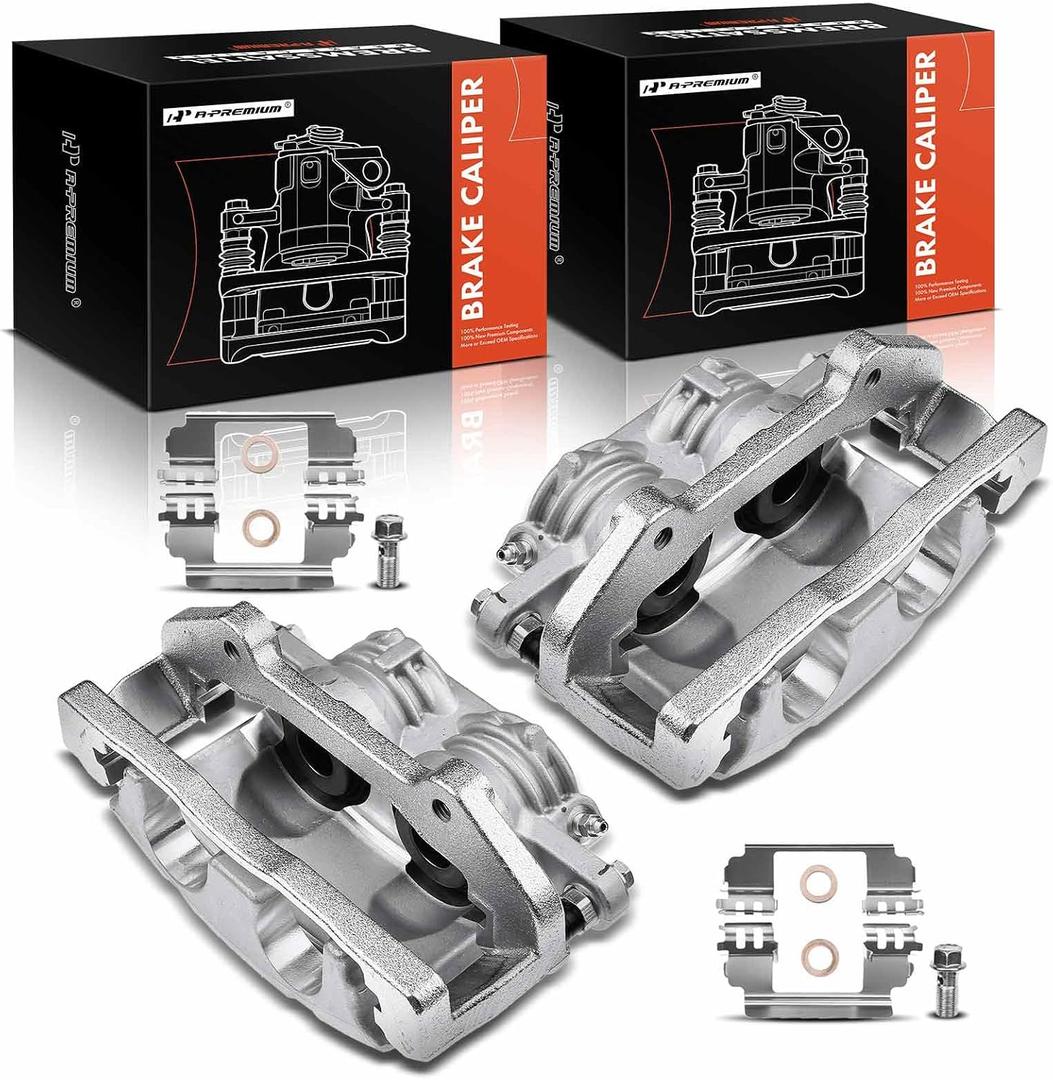 A-Premium Disc Brake Caliper Assembly with Bracket Compatible with Select Cadillac Models - CTS 2003-2008, STS 2005-2008 - Front Driver and Passenger Side, 2-PC Set