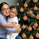 12 Pack Mexican Christmas Tree Ornaments 2.36 Inch Talavera Decorations Balls, Plastic Hanging Decor for Xmas Holiday Party Spanish Our Lady of Guadalupe Gifts(Brown and White,Retro)