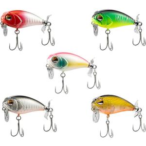 Fishing Lures with Propeller, 5-Pack Metal Crankbait Set, Multi-Color Hard Baits with Treble Hooks
