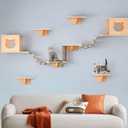 Cat Wall Shelves/Furniture, Shelves, Perches and Steps Set with 2 Cat Condos House, 6 Shelves, 2 Ladder, 1 Sisal Cat Scratching Post