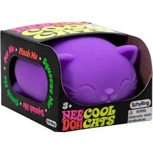 Schylling NeeDoh Cool Cats The Groovy Glob! Squishy, Squeezy, Stretchy Stress Balls Assorted Colors - 3 Pack