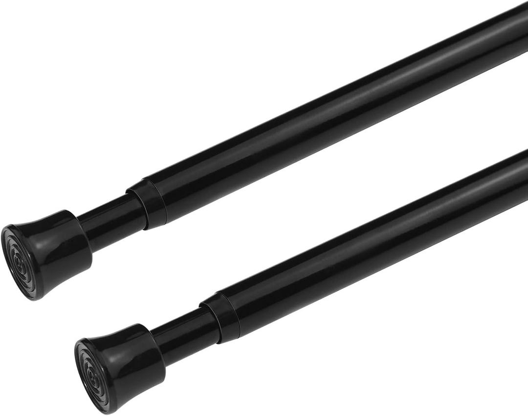 KXLife 2Pcs Tension Curtain Rod Adjustable 28-40 Inch, Small Tension Rods No Drill, Expandable Spring Loaded Tension Rods for Window (Black)