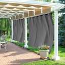 RYB HOME Extra Wide Outdoor Curtains Windproof, Blackout Waterproof Privacy Outside Curtains for Patio Pergola Pool Hut Screen Porch Outside Deck, W 84 x L 84 inch, Grey, 2 Panels