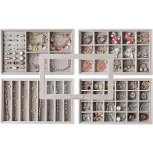 Frebeauty Stackable Jewelry Trays,Set of 4 Jewelry Organizer for Drawer