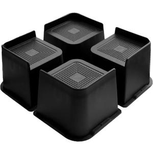 Bed Risers 4 inch Heavy Duty, Oversized Furniture Riser with Non-Slip Base for Sofa Couch Chair Desk Table Leg Dorm Bed Frame Lifts Risers Blocks Supports Up to 6,500 Lbs (Black 4 Pack)