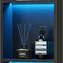 Qeke Stainless Steel Shower Niche 12" X 36", 3-Tiers No Tile Needed Wall Niche with RGB Led Light, Recessed Shower Shelf for Bathroom Storage Over Mount Installation, Matte Black