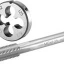 Burkit M12 X 1.25 Tap and Die Set Right Hand, M12 x 1.25 Machine Thread Tap and Round Die