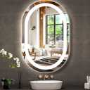 24 x 16 Inch Oval LED Bathroom Mirror with Front Lights Smart Memory 3 Color Adjustable Brightness Anti-Fog 24 Inch Oval Lighted Vanity Mirror for Bathroom Wall Horizontal Vertical Mounted