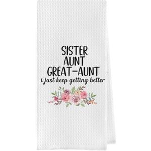 Great Aunt Dish Towels - Decorative Waffle Weave Kitchen Hand Tea Towels for Bathroom, Gifts from Nephew (1624 Inches)