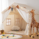 Besrey Kids Play Tent 2 in 1 with Padded Mat and Lights, Large Kids Playhouse with 2 Doors & 4 Windows, Indoor & Outdoor, Christmas Toddler Tent, 51" x35" x 51"