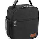 Femuar Lunch bag for Men Women Adults Small for Office Work Picnic - Reusable Portable Lunchbag, Black,  size is 8.7”L x 4.5”W x 10.2”H,