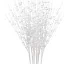 White Christmas Tree Picks and Sprays Ornaments 17'' 12'' Artificial Glitter Christmas Tree Topper Floral Berry Stems Branches Filled for Xmas Vase Filler Wreath DIY Crafts