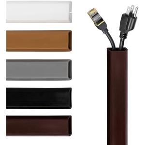 Rubber Bond TV Cord Hider Cable Protector - Strong Self Adhesive Wall Cord Cover Cable Hider - Low Profile Cable Management Wall Cord Concealer Cable Raceway (Dark Brown, 6 Feet)