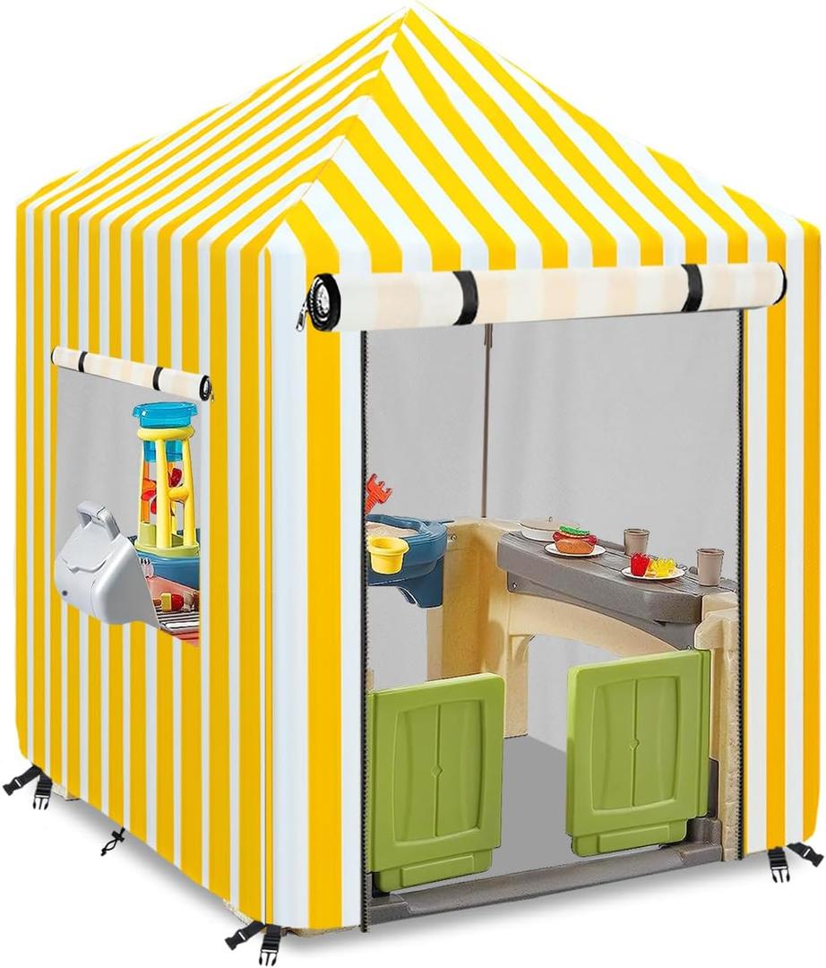 Outdoor Playhouse Cover,600D Heavy Duty Waterproof Play House Covers,56" W x56 D x60 H,Suitable for All Around Playtime Patio with Canopy Playset -Yellow