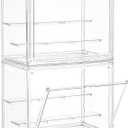 Small Acrylic Display Case for Collectibles 3 Layer Adjustable Display Case with Magnetic Door Clear Stackable Display Box for Mini Figures, 2 Pack