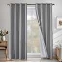 Linen 100% Blackout Curtains for Bedroom, Room Darkening Curtains for Living Room, 108 Inch Blackout Curtains, Extra Long Curtain Grommets Drapes, Thermal Curtains (2 Panels, Light Grey)