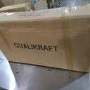 QUALIKRAFT Widescreen Vanity Set with LED Mirror & Stool, Makeup Desk with Built-in Power Outlet, 2 Drawers & 6 Shelves, Wide Lighted Dressing Table