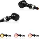 Universal Mini Rear LED Turn Signals 12V Motorcycle LED Tail Lights Red Brake Taillights Compatible with Honda Grom Suzuki Yamaha VStar Triumph Kawasaki Harley Sportster Chopper Bob (Black)