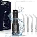 Water Flosser for Teeth – Cordless Rechargeable Oral Irrigator 4 Modes 5 Tips 300ML Tank IPX7 Waterproof High Pressure Dental Flosser for Braces Gum Care & Deep Cleaning