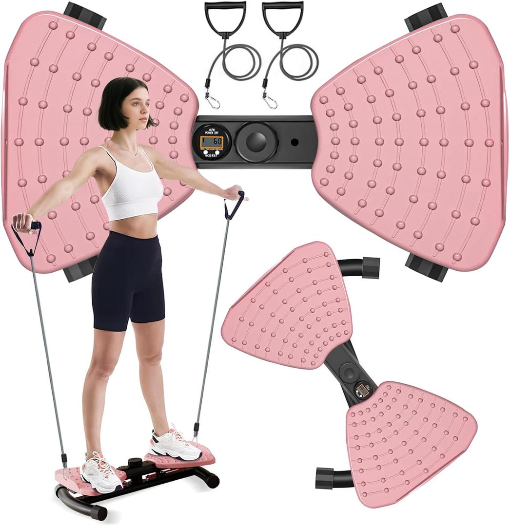 (440 lbs Weight Capacity) Waist Twister, Waist Twister Machine Exercise Fitness Tool, Twist Machine for Slim Waist and Core, with Smart LED Digital Display, 20dB Ultra-Quiet for Women Men (Pink)